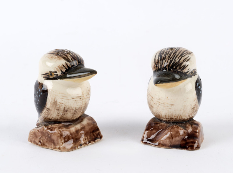 GRACE SECCOMBE (attributed) pair of kookaburra condiments, not signed, 6.5cm high