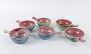 ARTHUR MERRIC BOYD set of six pottery ramekins, incised "A.M.B.", 13cm wide