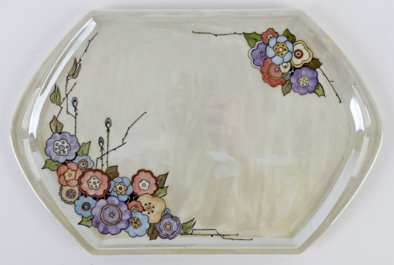Australian hand-painted porcelain platter with floral design, Adelaide, South Australian origin, signed "C. JARVIS", 21 x 32.5cm