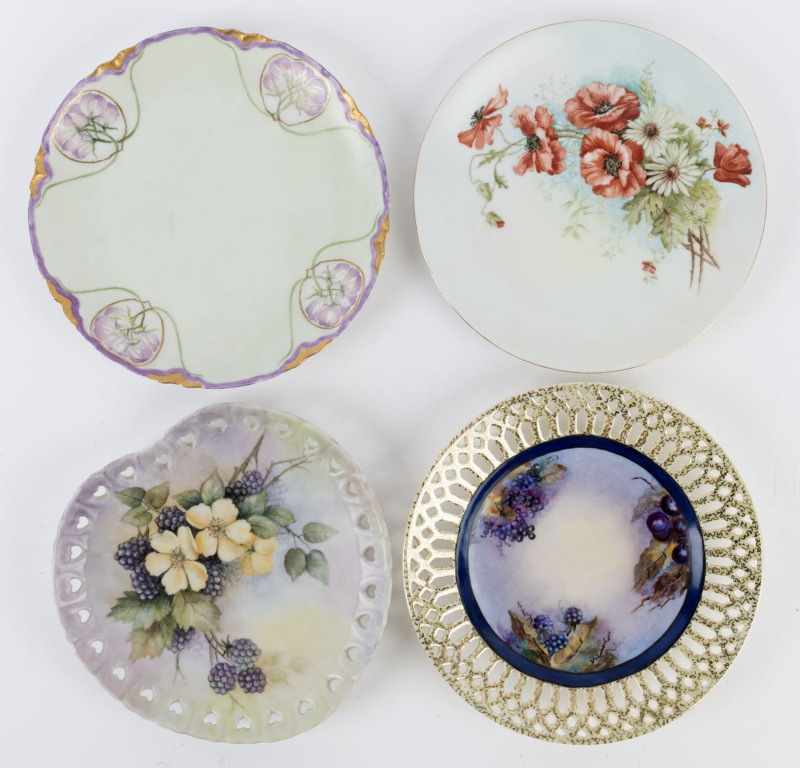 Four hand-paint porcelain cabinet plates, signed "Maida Wright", "Mamie Venner" and "Sally Rush", the largest 22cm diameter