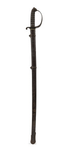 A British officer's sword and metal scabbard, 1897 pattern, made by Wilkinson, ​96cm long