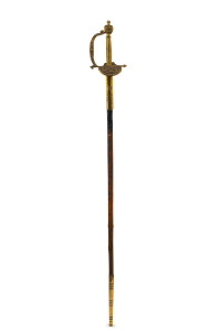 An officer's parade sword with leather scabbard, late 19th century, 94cm long