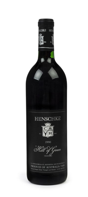 1990 HENSCHKE Hill of Grace Shiraz, Eden Valley; base of neck.