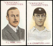 1907 Wills (Australia) "Prominent Australian & English Cricketers" (66-73, Red captions), complete set [8]. G/VG.