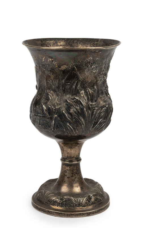 [GEELONG INTEREST] WILLIAM EDWARDS (attributed) sterling silver presentation cup inscribed "Presented To Mr. WILLIAM STERLING late deputy foreman of THE GEELONG VOLUNTEER FIRE BRIGADE by a few of the members as a mark of their esteem, 26th Feb"y 1858". Th