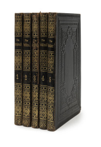 [JUDAICA] "The Pentateuch with Haftaroth and Prayers for Sabbath : ​Hebrew and English" [Budapest, M.E. Lowy's Son, 1893], 5 vols., tooled black leather with gilt decoration and titles to spines. Each volume endorsed in manuscript, "Ballarat Hebrew Sch