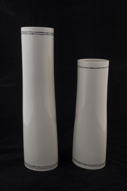 GREGORY BONASERA two Australian ceramic vases, incised "Bonasera, '06", ​41cm and 33cm high