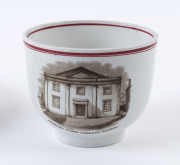 "Hobart Town Sabbath School" transfer porcelain cup and saucer, stamped "Pinder Bourne & Co.", mid 19th century, ​the saucer 17cm diameter - 3