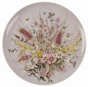 GUY BOYD pottery charger, decorated with Australian wildflowers, signed "ESSE" in design, incised "Guy Boyd Australia", 39.5cm diameter