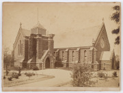 A range of mounted early photographs, circa 1880 - 1900, including a cave interior, a church exterior (by J.P. Lind, Chapel St., Windsor), a baby (photographed by Diedrich of Hahndorf), a lake scene (by W. Cawston of Launceston), 2 country town views (unk - 3