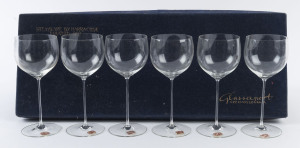 HENRY LAWSON INTEREST: Set of 6 fine Czechoslovakian wine glasses in original box by Harrachov gifted by the Czech Government to Bertha Lawson in honour of her father HENRY LAWSON in 1960.