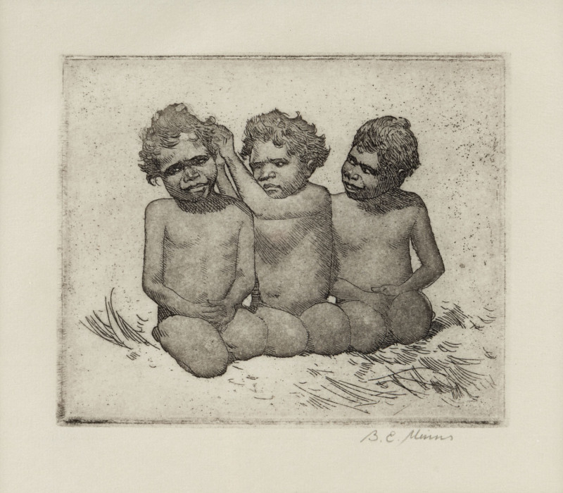 BENJAMIN EDWIN MINNS (1864-1937), Aboriginal children, etching, signed lower right in pencil "B.E. Minns", ​17 x 20cm
