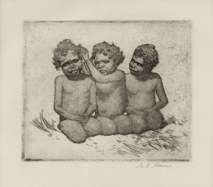 BENJAMIN EDWIN MINNS (1864-1937), Aboriginal children, etching, signed lower right in pencil "B.E. Minns", ​17 x 20cm