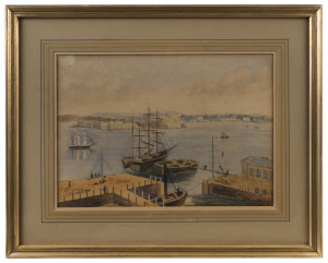 ELIZABETH MACARTHUR-ONSLOW [1840 - 1911] (attrib.) (Sydney 1838) watercolour on paper, laid-down on canvas, c1870 27 x 36cm. (Annotated verso "Sydney 1838. B. Onslow, Esq.)