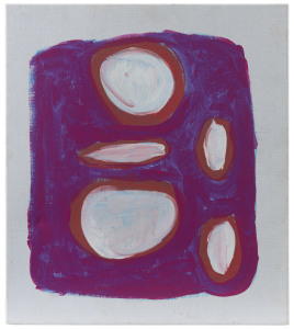 PEGGY NAPANGARDI JONES (1955 -), Bush Tucker, 1999, acrylic on linen, signed verso "Peggy Jones, at pink palace, PJ58P99, AK 5313", Alcaston Gallery documentation, purchase receipt, accompanying photo of the work and the artist. 38.5 x 44.5cm