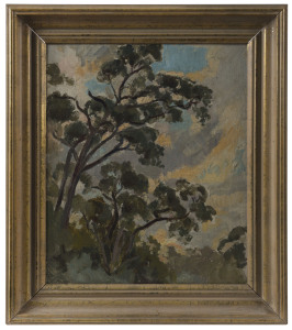 MARGORY PITT WITHERS, (1874-1966), Studley Park, Windswept, 1930-31, oil on board, ​signed lower right "Margory Withers", inscribed verso "Studley Park, Windswept, 1930-31, Margery Withers, 14 x 11", 35 x 28cm