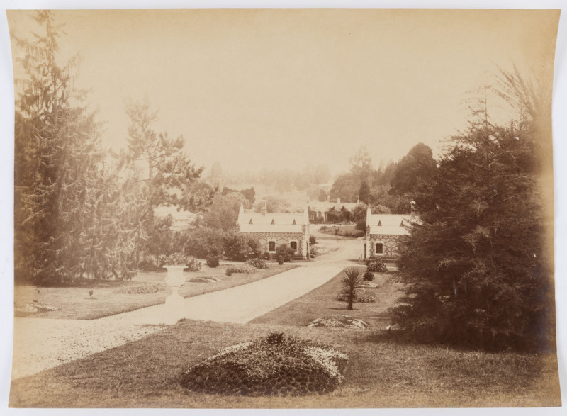INDIAN PHOTOGRAPHS: Two albumen prints, circa 1870, probably by A.T.W. Penn, comprising "No.4: Ootacamund from Church Hill showing the church, Public offices, Library." and "17. Ootacamund. Entrance to the Botanical Gardens, from within". (both labelled i