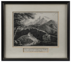 [TRIBAL WARFARE VAN DIEMAN'S LAND] "View taken in the interior of New Holland, near the torrent of Kirkham" Jaques Arago engraving from his 1818 sketch made during Louis Freycinet's visit to eastern Tasmania aboard "l'Uranie". The engraving was prepared