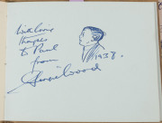 Assortment with 1930-40s autograph book with signatures of actors/performers Walter Niblo (music hall comedian, on photograph) & Georgie Wood ("Wee Georgie Wood") with dated pen & ink drawing of himself alongside and Owen Nares (actor); cigarette cards Wi - 2