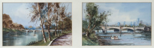 Philip Alan LUTON (b.1926) Two Yarra River bridges, watercolours, (2) signed lower right, each 18 x 28cm (framed together).
