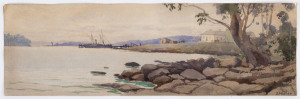 JOHN MATHER (1848 - 1916), (A River Estuary), watercolours on paper, signed "R. Mather" lower right, 16.5 x 52cm.