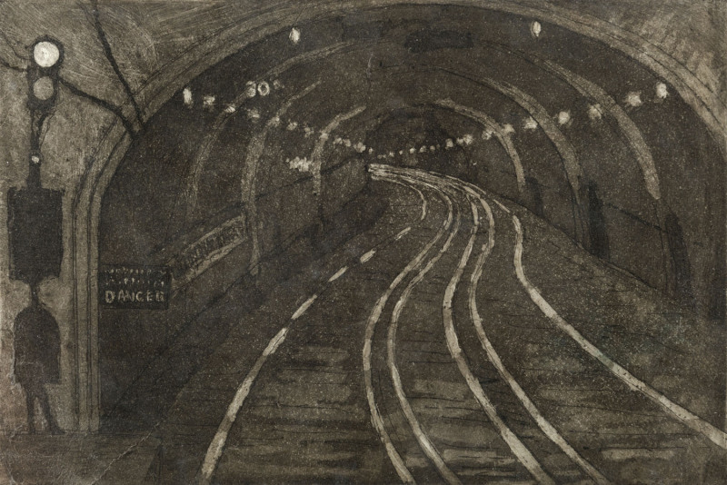 JESSIE TRAILL (1881-1967) Le Metro aquatint, 16 x 23.5cm with guarantee label dated 1979 verso signed by Jim Alexander and titled