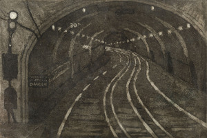 JESSIE TRAILL (1881-1967) Le Metro aquatint, 16 x 23.5cm with guarantee label dated 1979 verso signed by Jim Alexander and titled