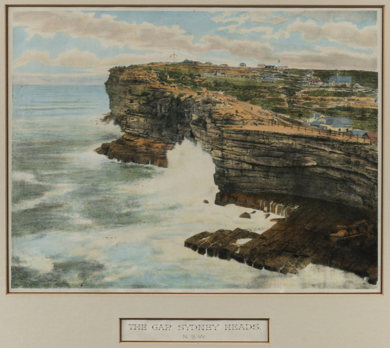 THE GAP, SYDNEY HEADS, c.1895 colour photo-lithograph, Phillip-Stephan Photo Litho & Typographic Process Co. Ltd, framed & glazed, overall 61 x 67cm.