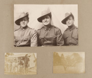 WORLD WAR ONE: AIF related photographs affixed into photo album, including images of unit groups and individual diggers, ceremonial processions, Sutton Veney Camp (Wylye Valley, UK) where many AIF units were barracked, troop ship views and a disembarkatio - 2