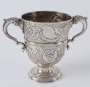 Antique silver trophy with 1885 Poultry & Dog Society (Victoria, Australia) inscription "For Best Collie Dog", height 13cm, weight 420grams.