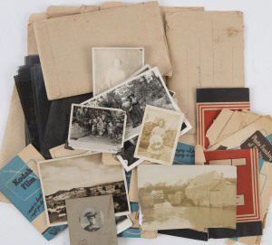 A box containing a quantity of negatives and some prints. Subjects include Lakes Entrance, Mt. Kosciusko ski scenes, Smiggins Hole, Jindabyne, commercial fishing, Tweed Heads, etc; 1930s-50s. (qty).