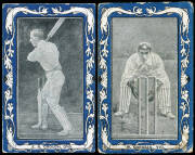 1910 Wills (Australia) "Australian & South African Cricketers" (Blue borders, with "Vice Regal" on reverse) [29/32]. Four with dark background, others light. Poor/VG.