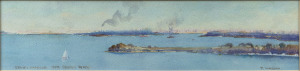 PERCEVAL CHARLES (PERCY) LINDSAY (1870-1952), Sydney Harbour From Bradley Head, watercolour, signed lower right "P. Lindsay", titled lower left, ​9.5 x 41cm