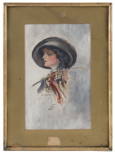 M. CRUISE (working early 20th century, Australian), portrait of a lady, oil on card, signed lower centre "M.Criuse, 1912", ​29 x 18cm