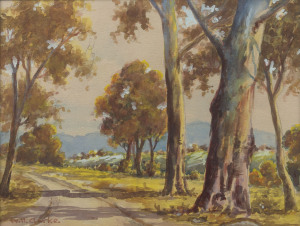 WILL CLARKE (working 1920s-1930s, Australia), country road, watercolour, signed lower left "Will Clarke", ​20 x 25cm