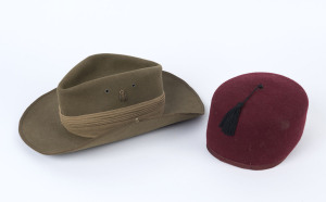 Australian Army slouch hat and a Fez hat, 20th century, (2 items).