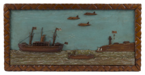 The SS GOTHIC diorama wall plaque, circa 1954. The Gothic was built in 1947 by the Shaw, Savill & Albion Steamship Co. and was then re-fitted for King George VI in 1952 and it became The Royal Yacht. Queen Elizabeth used the yacht on her Coronation Royal 