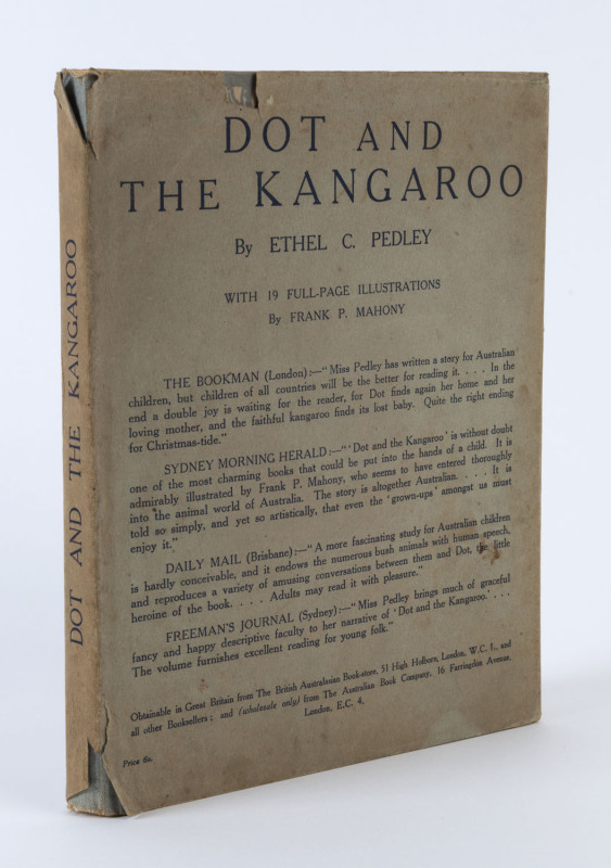 Ethel C. PEDLEY Dot and the Kangaroo, [Sydney : Angus & Robertson, 1920], 82pp, colour frontispiece; sepia plates, cloth backed pictorial boards, original dust jacket.