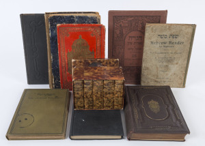 [JUDAICA]. A small library of religious publications including "Text-book of The Jewish Religion" by Friedlander (London, 1896), Passover Haggadahs (1923 Vienna & 1928, New York), a Festival Prayer Book (Vienna, 1900) endorsed "to Jack Cohen....July 1929"