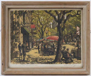 William EAGER (b.1909 - ), Collins Street, Melbourne, colour lithograph, signed and titled at base,