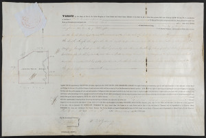 AN 1856 TASMANIAN LAND GRANT BY PURCHASE March 1856 land grant to James Reid of 500 acres in the vicinity of the River Inglis, County of Wellington, Tasmania, signed and sealed by the Governor, SIR HENRY EDWARD FOX YOUNG. (The price of £1 per acre is deta