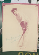 DON BRADMAN - MEMORABILIA SELECTION: with 1983 correspondence with Bradman including signed letter and two signed copy photographs of Bradman at the crease circa 1930, 1938 Player's 'Cricketers" cigarette card complete set (incl. Bradman) in album, 1997 B - 2