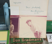 DON BRADMAN - MEMORABILIA SELECTION: with 1983 correspondence with Bradman including signed letter and two signed copy photographs of Bradman at the crease circa 1930, 1938 Player's 'Cricketers" cigarette card complete set (incl. Bradman) in album, 1997 B - 3