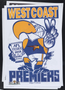 A collection of WEG or WEGART posters comprising of 1989, 1991, 1998 (2), 1999 (2), 2010, 2018 (2), Lockett 1300 Goals (with cert.). Also, Herald-Sun premiership posters by Mark Knight: 2011, 2012, 2013 (2) & 2018. (Total: 15). - 5