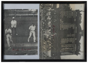 AUTOGRAPHS: Framed and glazed signed selection comprising Alan Fairfax on undated SS Oransay England-Australia letterhead, also signed images comprising Harold Larwood signatures (2) on a two-image display one showing 1929 4th Test scoreboard, Alan McGilv
