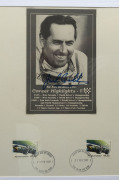 JACK BRABHAM: signed memorabilia comprising 1995 letter, headed "Sir Jack Brabham OBE/Miranda 2228", two identical photographs (15x10cm) of Brabham, an image of Brabham racing (19x27cm), plus philatelic covers (44); unsigned supporting material with phila - 3