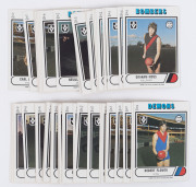 1976 Scanlens "Footballers" duplicates [194] incl. Michael Tuck (2), Leigh Matthews, Trevor Barker & Royce Hart (4); also checklists (15), mostly VG to VF; also Scanlen's 1970s "Card Locker", 14 segments (tear on one internal divider) for card storage wit - 3