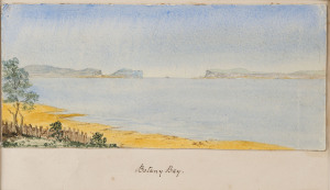 ARTIST UNKNOWN, Botany Bay, watercolour on card, circa 1870, 11.5 x 26cm.