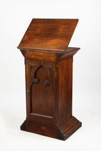 A Gothic style lectern cabinet, blackwood and mountain ash, late 19th early 20th century, ​94cm high, 55cm wide, 43cm deep