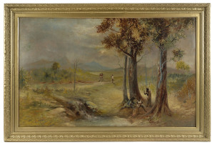 ARTIST UNKNOWN (Australian 19th century), The Grampian, (Aboriginals in landscape), circa 1890, oil on canvas, ​77 x 122cm